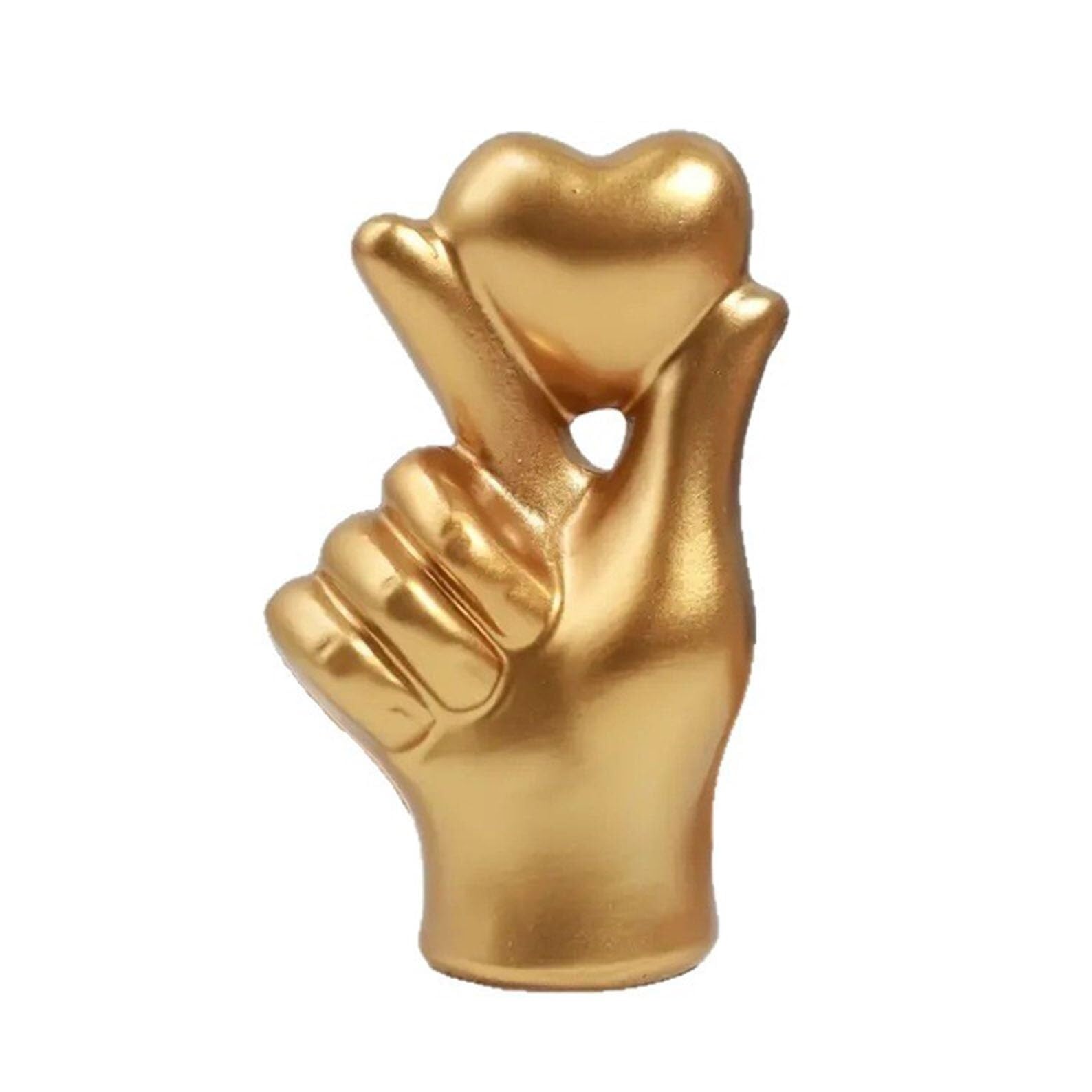 JJJing5 Decor Heart Hands Sculpture Resin Heart-Shaped Gesture Statue Room Decor Nightstand Accessories(Gold)
