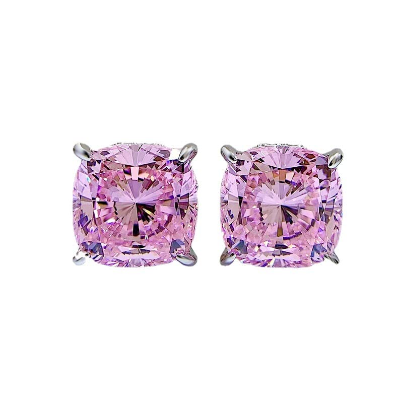 Boucles d'oreilles diamant rose 10mm argent 925 bijoux mariage femmes mariée