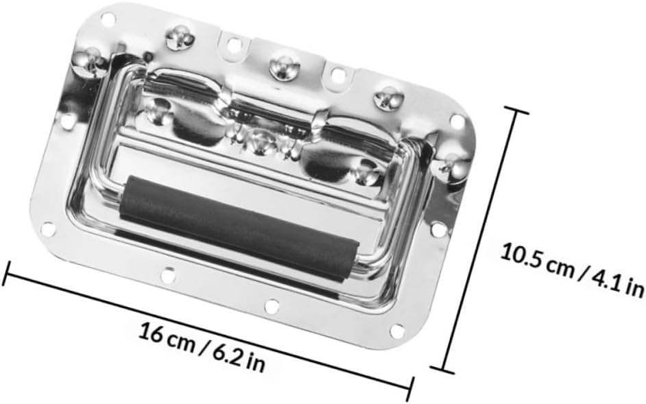 GLEAVI 4pcs Electroplated Metal Flight Case Pull Handles for Toolbox Cabinet Door Closet Box Side Mounting, Sturdy Chest Hardware Replacement Handles for Industrial Storage and Sliding