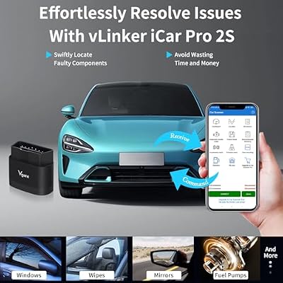 iCar Pro 2S OBD2 Bluetooth Adapter Check Engine رمز السيارة قارئ أداة تشخيص الماسح الضوئي لنظامي التشغيل iOS & Android و Windows Made for Electric (EV) والمركبات الهجينة