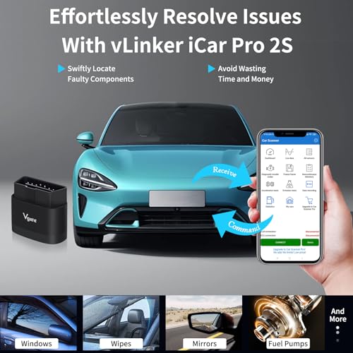 Vgate iCar Pro 2S OBD2 Bluetooth Adapter Motor überprüfen Fahrzeug Code-Leser Diagnose Scanner-Werkzeuge für iOS&Android und Windows Hergestellt Elektro- (EV) und Hybridfahrzeuge