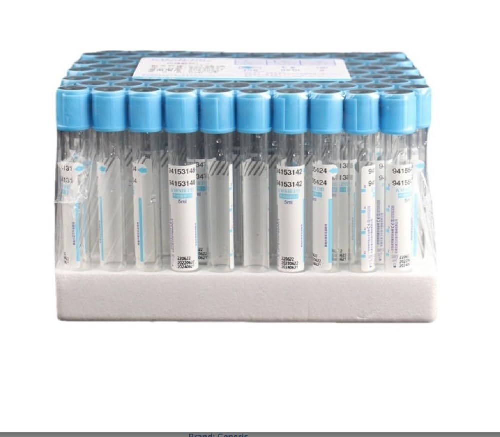 Yinxi 100pcs Coagulation Sodium Citrate Plastic Tube Sterile Negative Pressure Vacuum Blue Cap Anticoagulant PRP Tube (Color : 5ml PET)