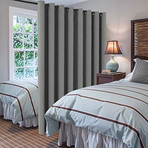 H.versailtex Blackout Patio Curtains 100 X 108 Inches For Sliding Door Extral Wide Blackout Curtain Panels Thermal Insulated Room Divider - Grommet Top, 9' Tall By 8.5' Wide - Dove Grey #TOP1