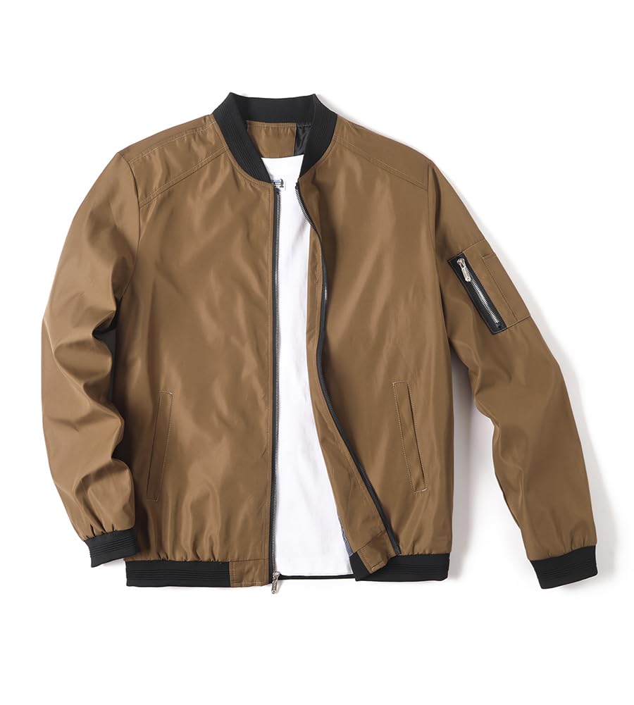 Lavnis Men's Flight Bomber Jacket Lightweight Softshell Coat Sportwear Zipper Windbreaker