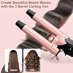 UNOBEY 5 in 1 Curling Wand Set, Three Barrel Curling Iron Set with 3 Barrel Curling Iron and 4 Interchangeable Ceramic Curling Wand(0.5”-1.25”), Fast Heating, Include Glove & 2 Clips