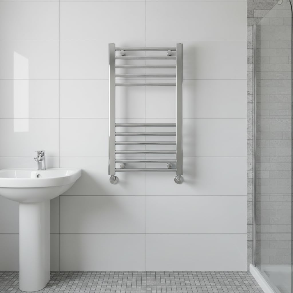 Scaldasalviette cromato 400 mm L x 600 mm H | Appartamento, Riscaldamento centralizzato, Radiatore asciugamani, Dritto, Bagno