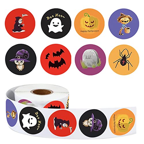 HIUOUIH Adesivi Di Halloween 500 Pezzi Adesivo Etichetta Rotonda...