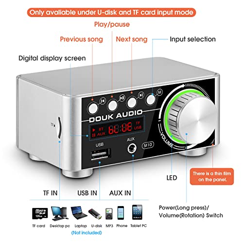 image for Nobsound Douk Audio 120W Mini Bluetooth 5.0 Power Amplifier 2.0 Channe