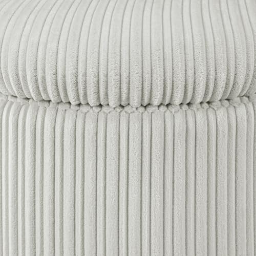 OSP Home Furnishings Lyra Contemporary Round Storage Ottoman with Lift-Off Lid, Taupe Cord Fabric by OSP Home Furnishings - Image 5
