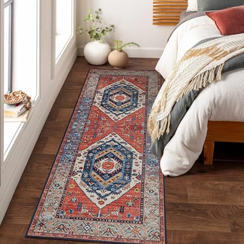Boho Runner Rugs for Hallway 2x6 Extra Long Washable Non-Slip Hallway Runner Rug Low-Pile Stair Kitchen Runner Oriental Throw Carpet Runner for Entrance Bathroom Living Room Rug Foyer