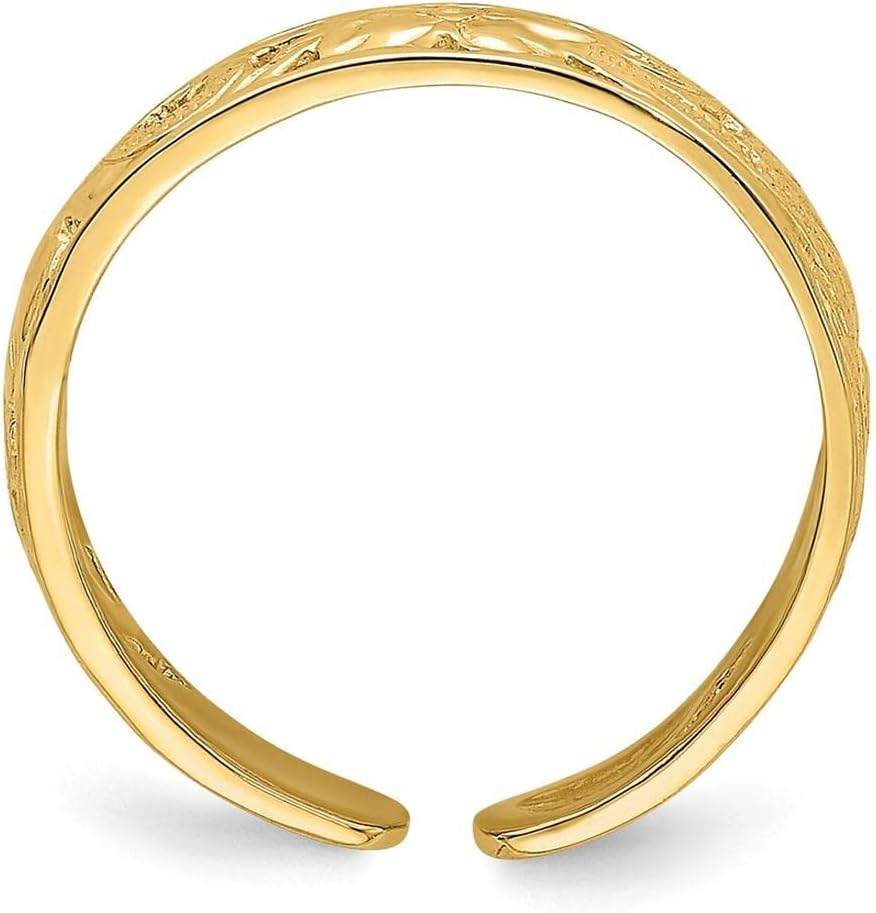 14k Yellow Gold Adjustable Flower with Leaf Trim Toe Ring