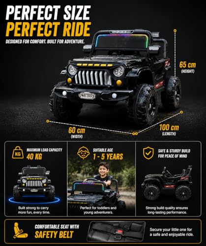 Image of Kawaii Kids Battery Operated Car for Kids, Electric Ride-On SUV with Parent Remote Control, USB, Bluetooth, LED Windshield Lights, Rechargeable Battery, Kids Ride-On Car for Boys & Girls Age 1-5 Years