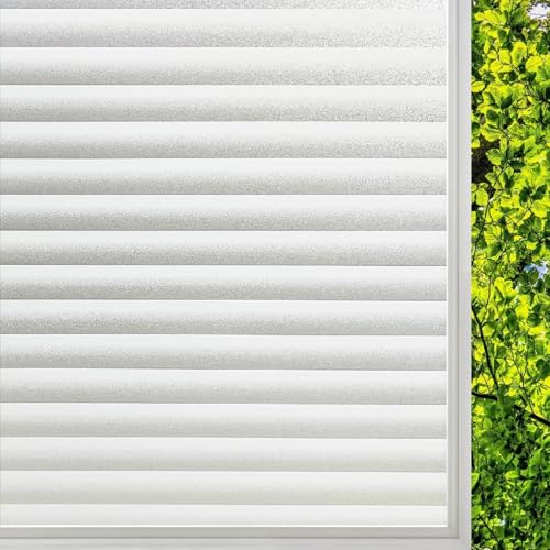 DARUITE Window Film Privacy Film for Glass Windows, Stripe Pattern Frosted Window Film Self Adhesive, Window Privacy Film Decorative No Glue Static Cling Window Stickers for Home Office, 30x120cm