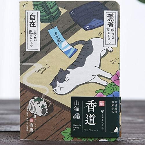 MEIHUA Notebook Cute Creative Japanese Cat Notebook Planner Agenda Diary Hard Cover Annually Monthly Planner Papers Journal Notebook Daily Memos Burning Incense