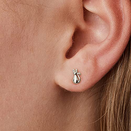 Image of PAVOI 14K Gold Plated 925 Sterling Silver Bar, Dot, Heart, Triangle, Star, Cat | Dainty Earrings for Women - Valentines Day Trendy Jewelry