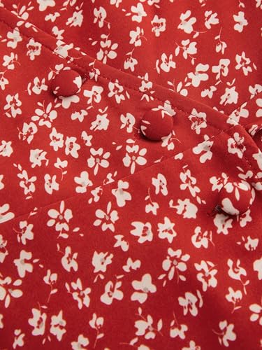 CIDER Dresses for Women Floral Midi Dress V-Neck Short Sleeve Ditsy Floral Knotted Mid Waist2