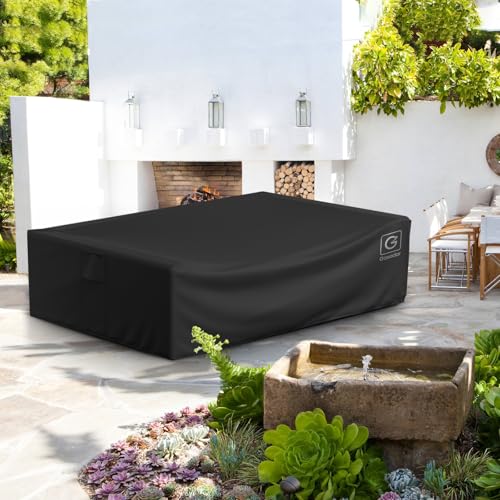 Image of Gasadar Outdoor Patio Furniture Covers Waterproof,500D Oxford,All Weather Protection Patio Table Covers for Outdoor Furniture Set,90 inch L x 64 inch W x 28 inch H,Black