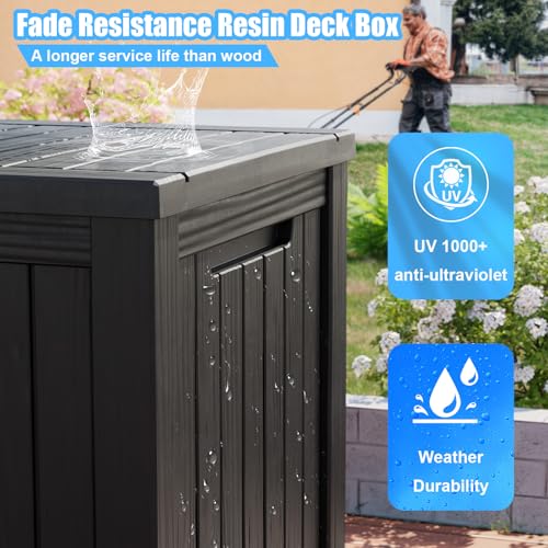 image for TARKARI 200 Gallon Lockable Resin Deck Box, Waterproof & UV-Resistant 
