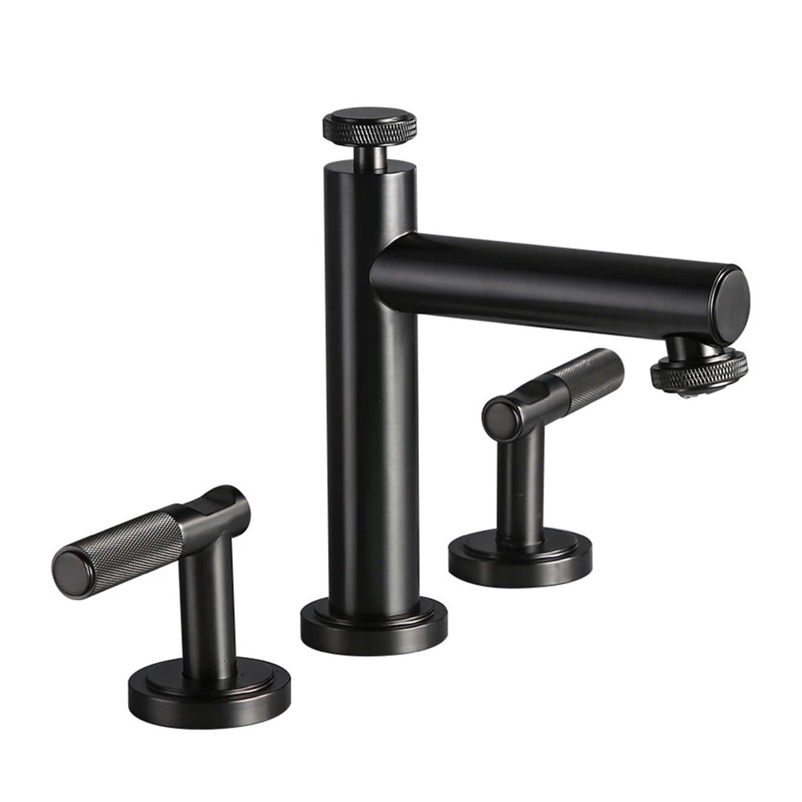 Grifo de baño de tres agujeros mezclador caliente y frío para lavabo doble fijo gris
