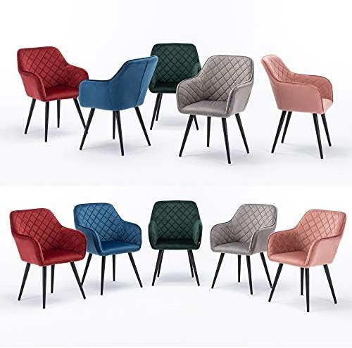 HNNHOME Dalton Upholstered Kitchen Dining Chair with Arms and Back, Strong Metal Leg, Lounge Living Room Armchair Reception Tub Chair (Navy, Velvet)