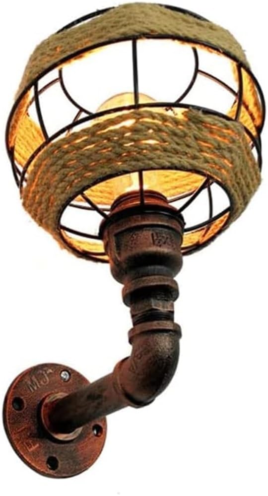 Lámpara de Pared Industrial de Cuerda de Hierro Forjado, Aplique Creativo de Cuerda de cáñamo, Base E26/E27, Luces de Pared empotradas, decoración de Bar y Restaurante, Farol de Pared