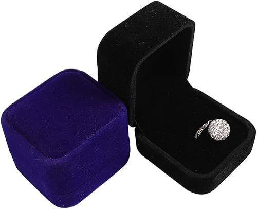 Miniatura 5 de LamQee Caja para anillos de compromiso, aretes de terciopelo, caja de almacenamiento para joyas, caja de regalo para propuesta, compromiso,
