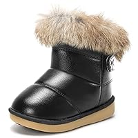 KVbabby Kids Winter Warm Snow Boots Girl's Fur Lined Boots Toddler PU Leather waterproof Boot