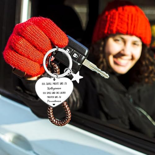 qingmeng Abschiedsgeschenk für Kollegen, Beste Kollegin Geschenk, Danke Schlüsselanhänger Freundin mit Herz, Kleine Geschenkidee zum Abschied, Abschied Kollegin Jobwechsel