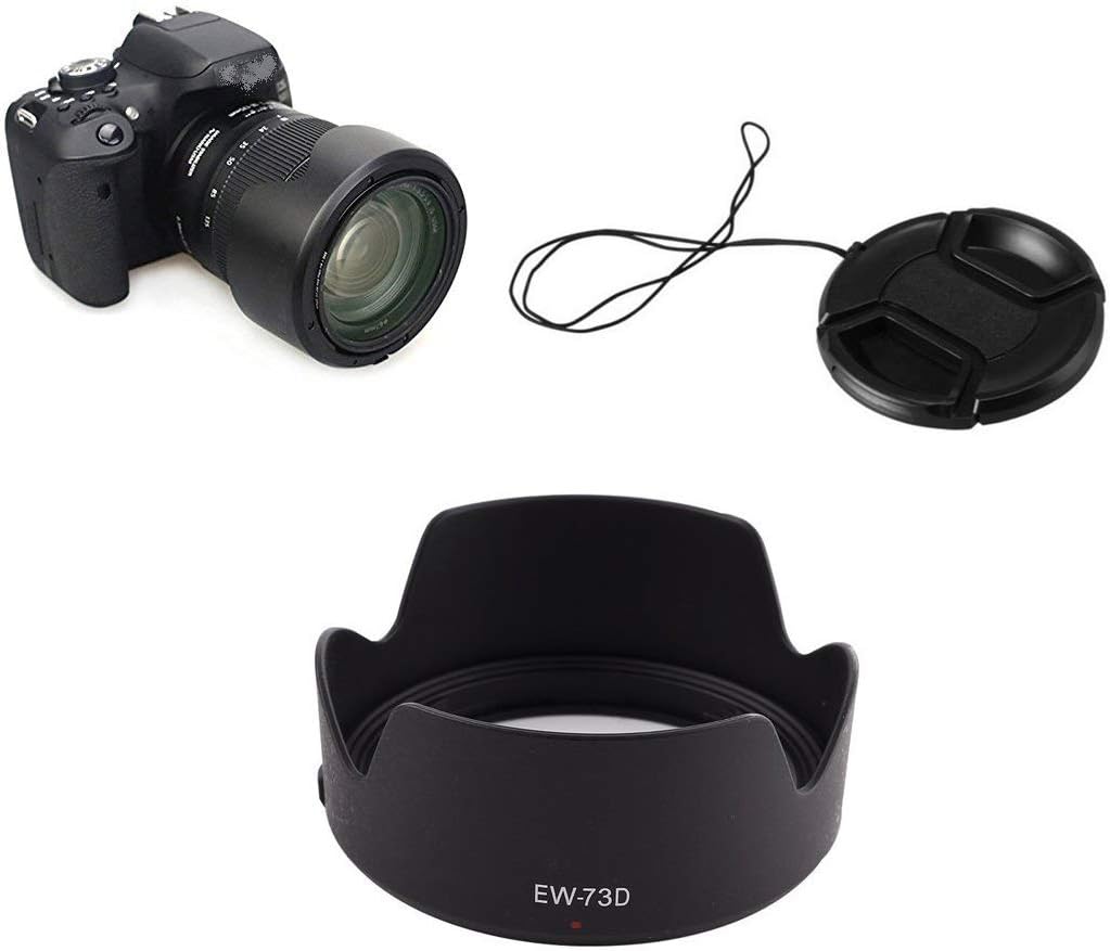 HomyWord (Lens Hood + Lens Cap) Black Replaces Canon EW-73D Reversible Camera Flower Lens Hood Shade for CANON EF-S 18-135mm f/3.5-5.6 IS USM Lens With 67mm Lens Cap (For Canon EW-73D)
