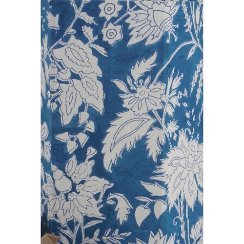 Image of Floral Hand Block Printed 3.3 Gallon Decorative Waste Basket - Eco-Friendly Cardboard Trash Can, Plastic-Free & Sustainable, Perfect for Christmas and Housewarming Gifts (1, Blue)