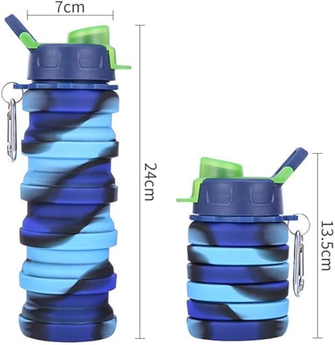 Miniatura 3 de Botella de agua plegable de viaje, botella de agua deportiva de silicona de grado alimenticio, botella de senderismo, botellas de agua deportivas