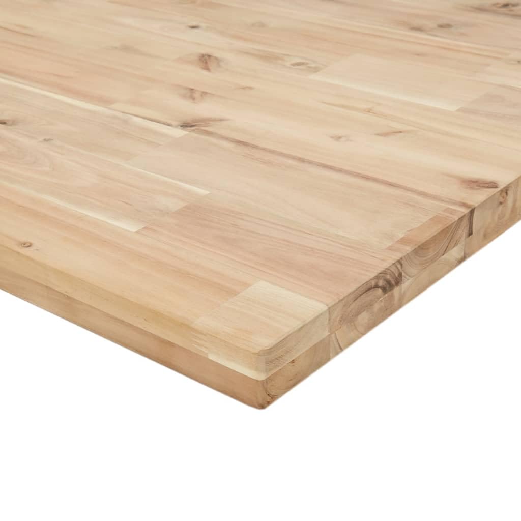 Banco de trabajo de madera maciza de acacia, 100 x 60 x 83 cm, rectangular con estructura de metal pulverizado, mesa de trabajo estable para taller, garaje, sala de ocio y bricolaje