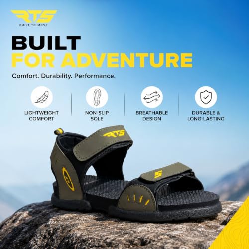Image of RTS Boys Sports Sandals | Lightweight Adjustable Outdoor Sandals for Boys | Soft Cushioned Footbed | Anti-Skid Durable Sole | Comfortable Velcro Walking Sandals for Daily Wear, School, Travel & Play