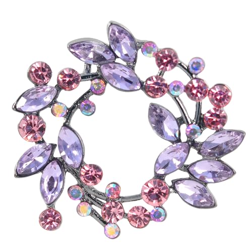 Image of Gyn&Joy Clear Crystal Rhinestone Floral Wreath Pin Brooch BZ005