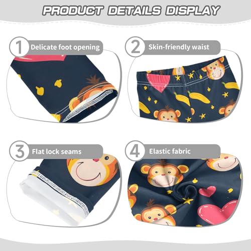 Cute Monkey Heart Girls Leggings Ultra Soft Compression Yoga Gym Pants for Kids 4-10T3