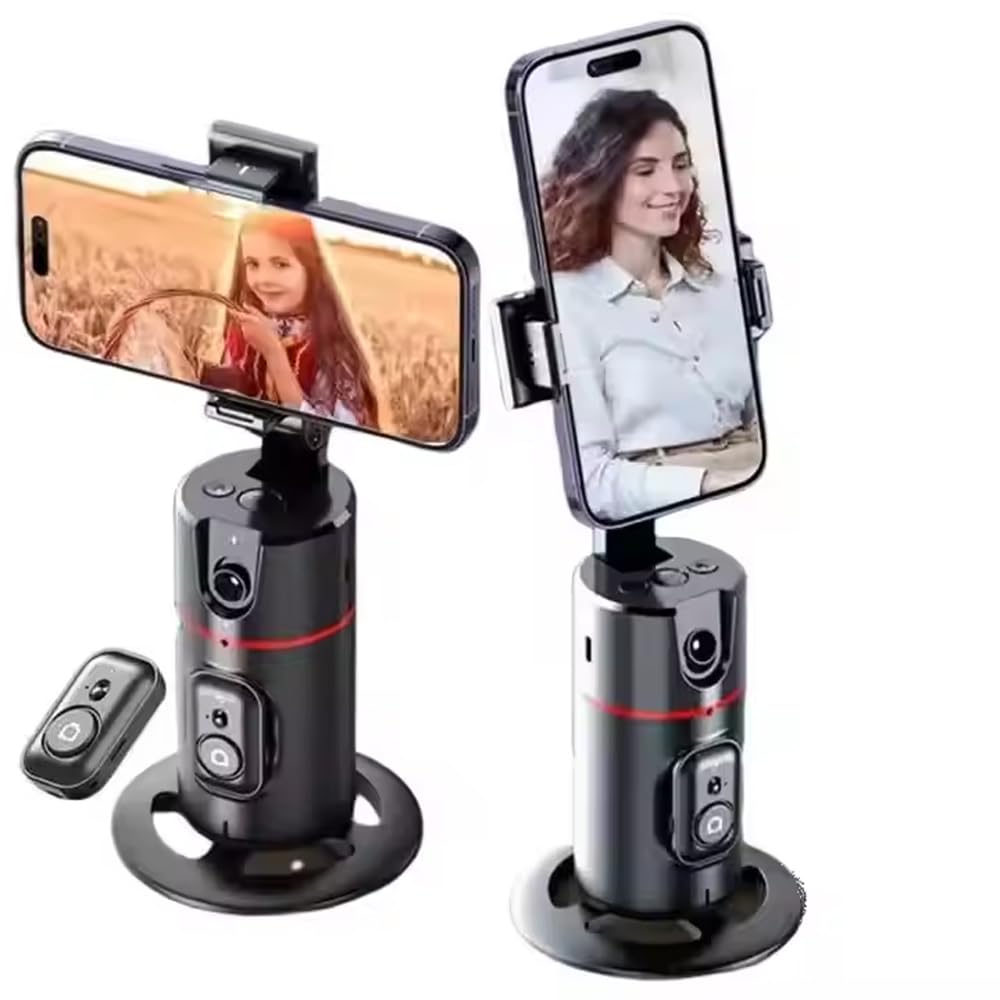 TECHNOVIEW Auto Face Tracking Tripod,360° Rotation Mobile Holder for Smart Video & Photo Shooting with Remote, Gimbal Stabilizer with Gesture Control for Vlog, Streaming & Video Recording, Black-image-16