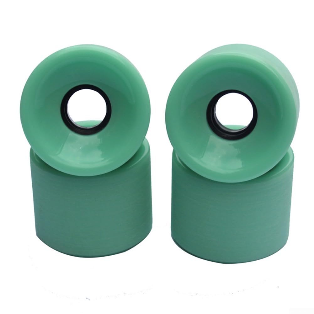 Skateboard Wheels Pack of 4 for Kids and Adults PU Roller Wheels for Skateboards, Longboards, Electric Skateboards, Mini Cruisers (Green)