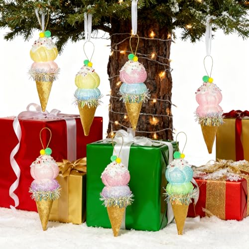 LANGXUN 6 STK. Candy Land 2025 Weihnachtsbaumdeko, Party Deko Hänger Zuckerstock Weihnachtsschmuck Handwerk (17cm EIS) – Ansicht 4