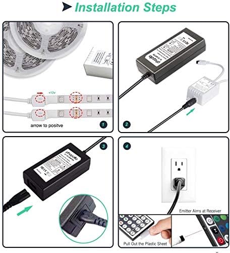 phopollo 32.8ft Waterproof Led Strip Lights, 5050 Led Lights for Bedroom, Kitchen, Home Decoration