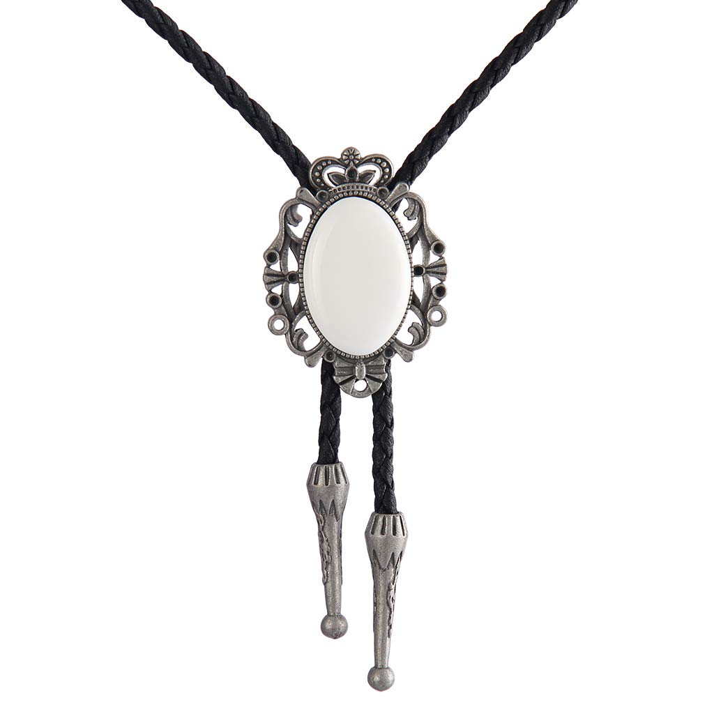 Western Crown Black Bolo Tie for Men and Women,Native American Leather Bolo Tie String