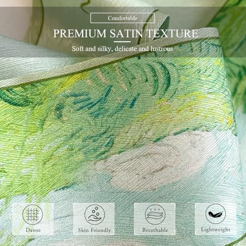 Skinny Silk Scarf Women Narrow Long Neckerchief Fresh Oil Painting Print Satin Headband Headdress Hair Scarf Ribbon4