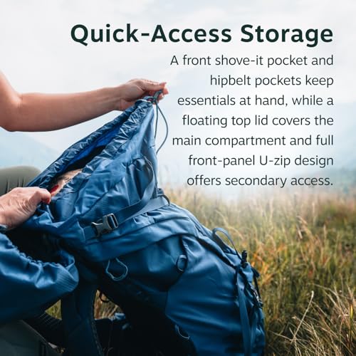 Image of Osprey Kestrel LT 65L Men's Backpacking Backpack, Blue OS | hiking pack, camping gear, overnight trail pack, waterproof raincover, rain cover included, waterproof storage, dry bag