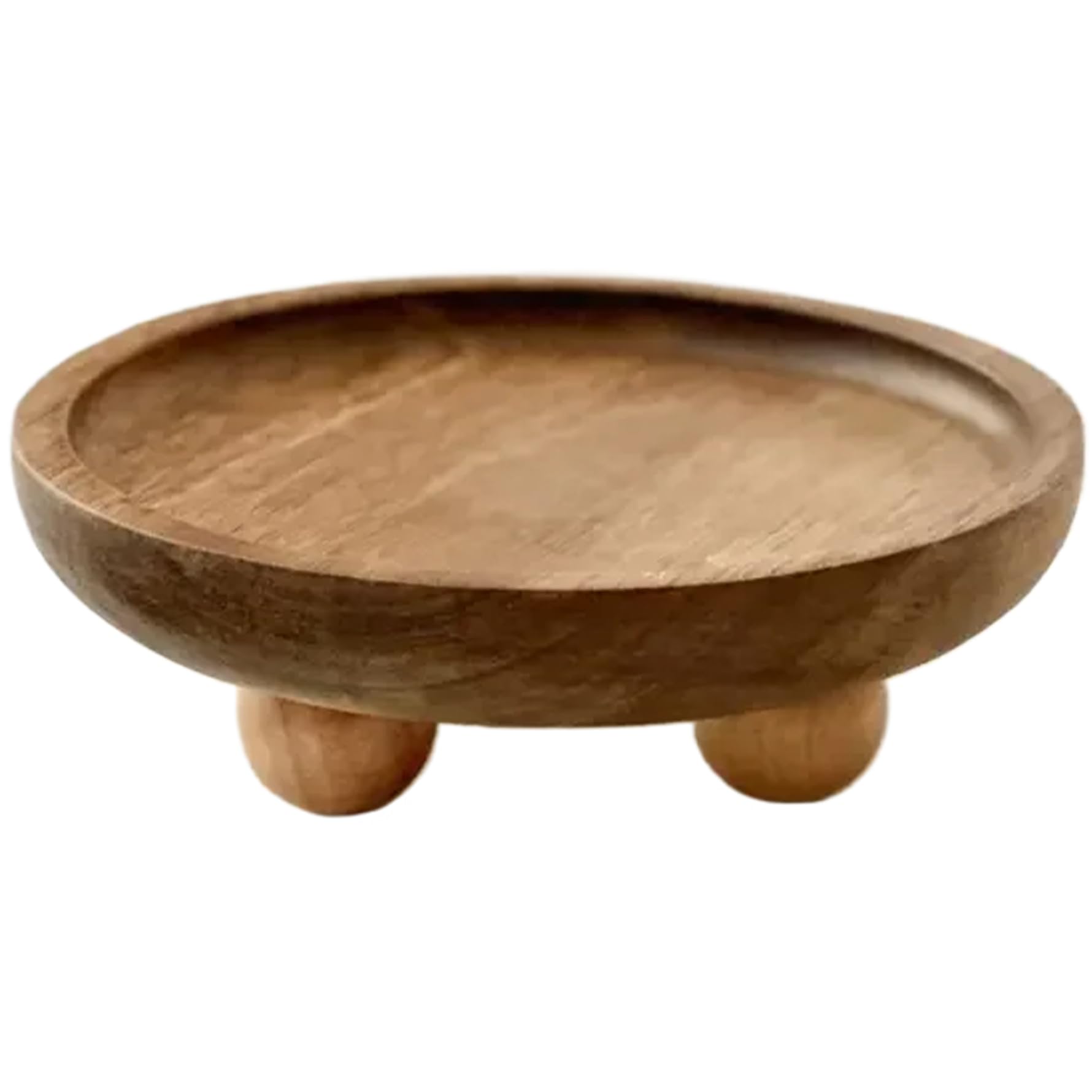 Rustic Wood Tray with Legs, Candle & Soap Holder for Vanity, Bathroom & Entryway, Perfume and Keys Decorative Plate(Round)