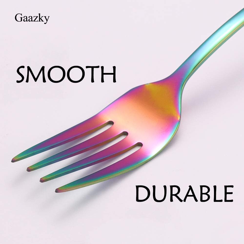 40 Pcs Rainbow Silverware Set Service for 8,Premium Colorful Stainless Steel Flatware Set,Mirror Polished Cutlery Eating Utensil Set,Include Fork Knife Spoon Set,Dishwasher Safe