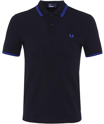Buy Fred Perry Men's Twin Tipped Polo Shirt, Sliver Blue/Snow