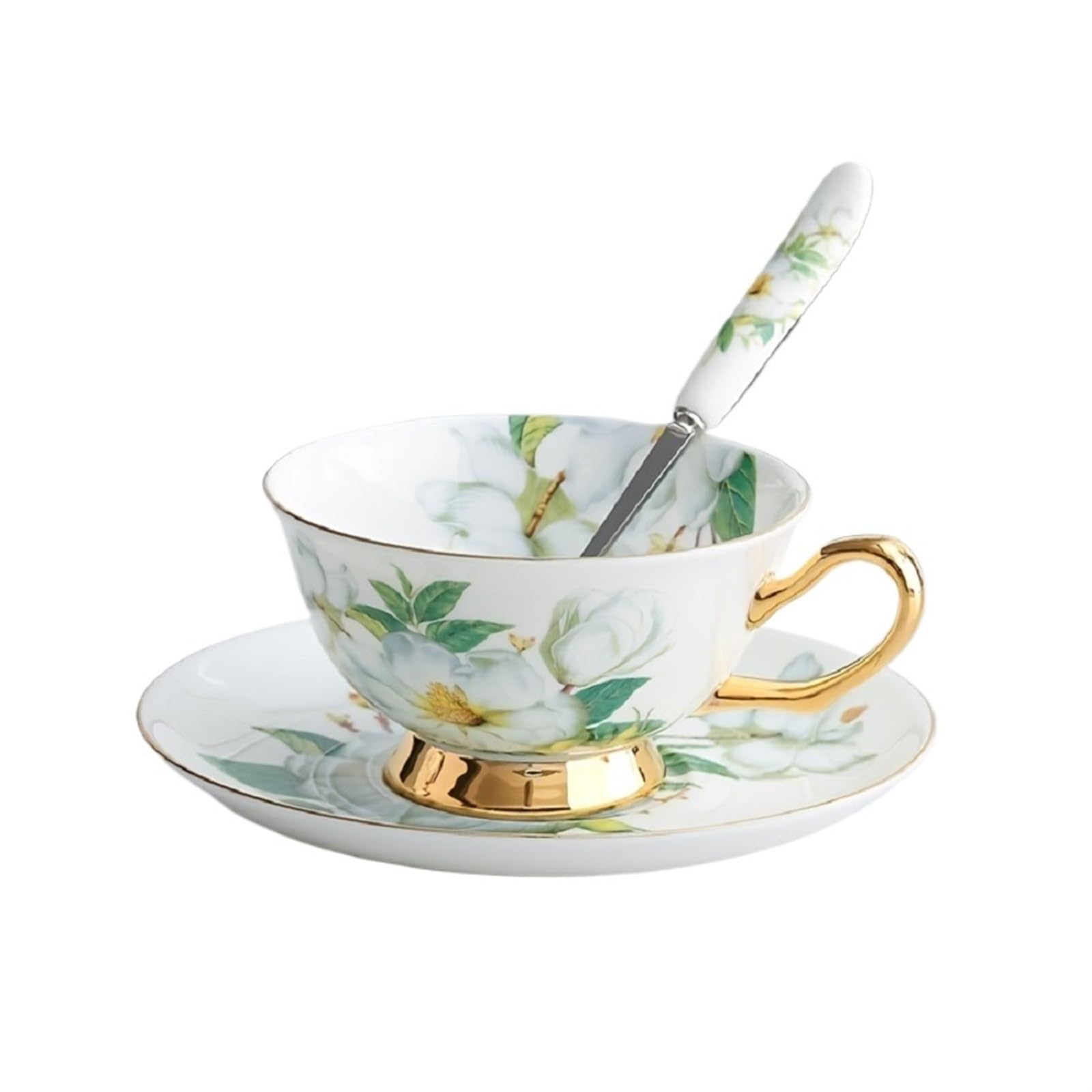 1 juego de taza té cerámica pastoral con platillo y cuchara, 6,76 oz, perfecta for la hora del el café, porcelana Para Todo Tipo de Bebidas