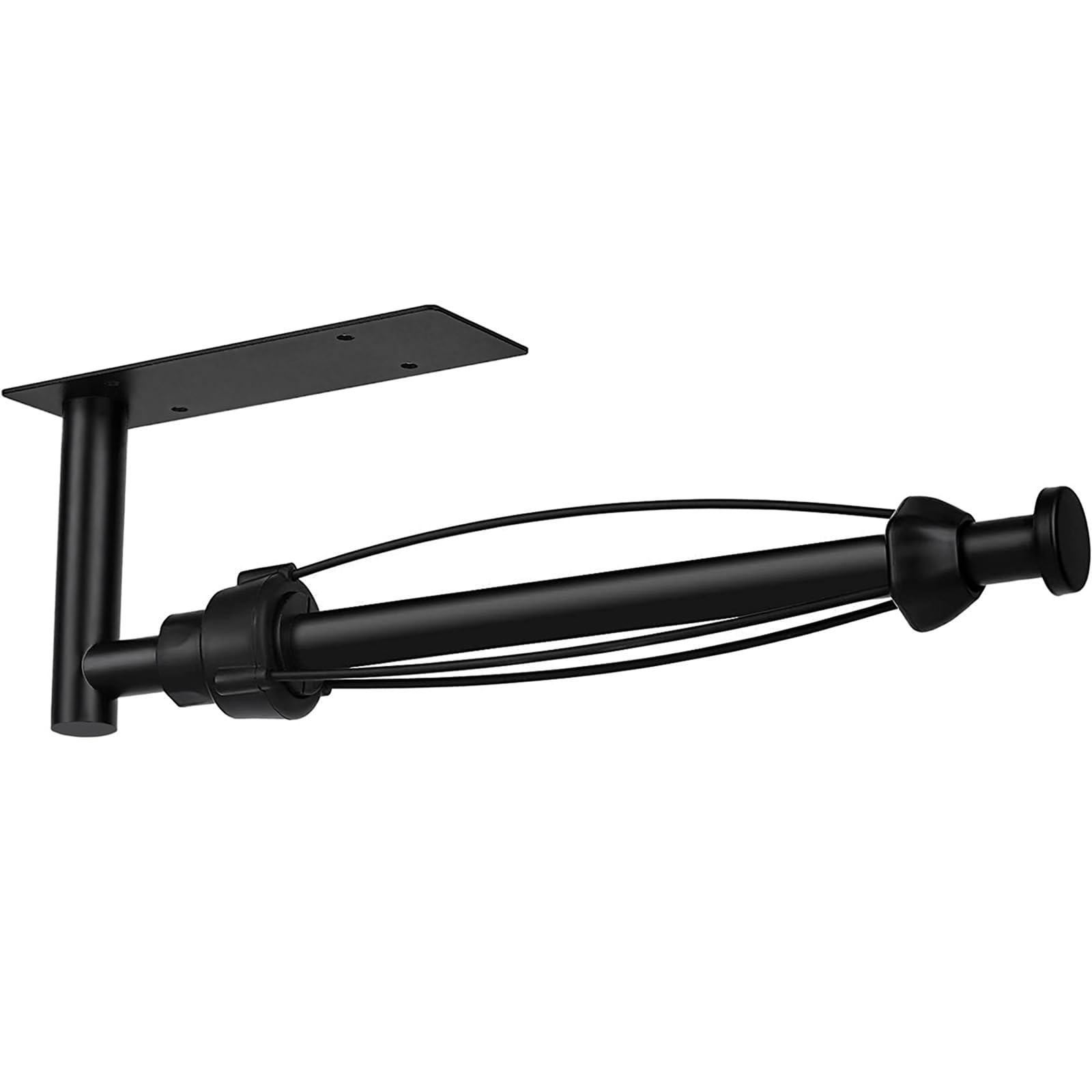 Black Paper Towel Holder Under Cabinet, Single Hand Operable Wall Mount Paper Towel Roll Holder with Damping Effect, Self-Adhesive or Drilled for Kitchen Bathroom, SUS304 Stainless Steel