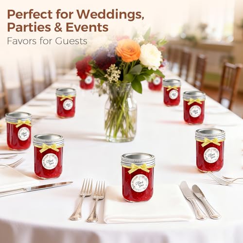 Image of ComSaf Wide Mouth Mason Jars 16oz - 8 Pack, Pint Mason Jars with Lids and Seal Bands, Glass Canning Jars for Pickling, Jam, Jelly, Honey, Salad, Desert, Shower Wedding Favors, DIY Candles Decor