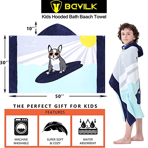 Bavilk Toalha de praia infantil com capuz para meninas meninos saída de piscina super absorvente bon