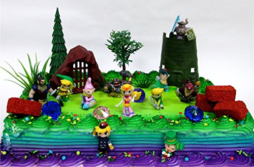 Legend of Zelda Birthday Cake Topper Set Including Zelda and Friends with Fun Zelda Decorative Elements